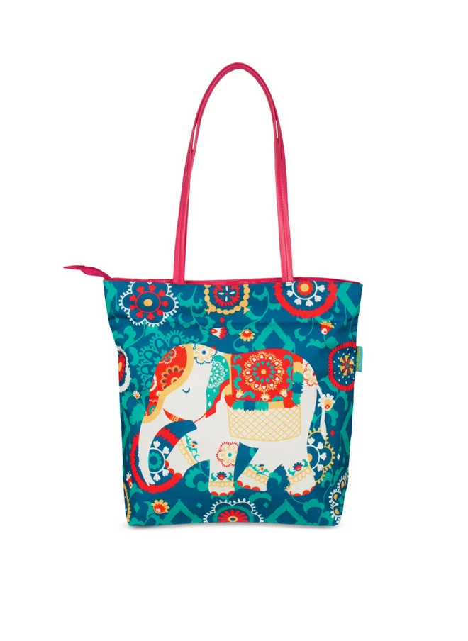 Teal By Chumbak Regal Elephant Tote Bag - Teal