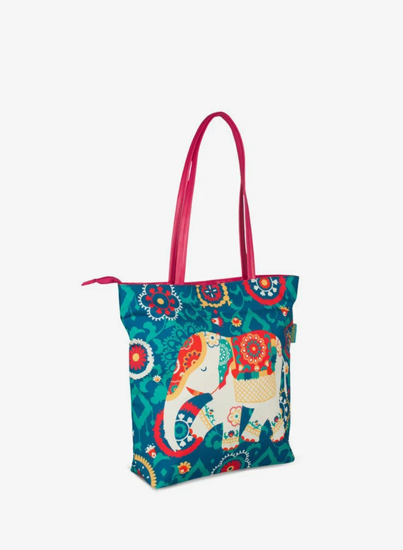 تشومباك Teal By Chumbak Regal Elephant Tote Bag - Teal