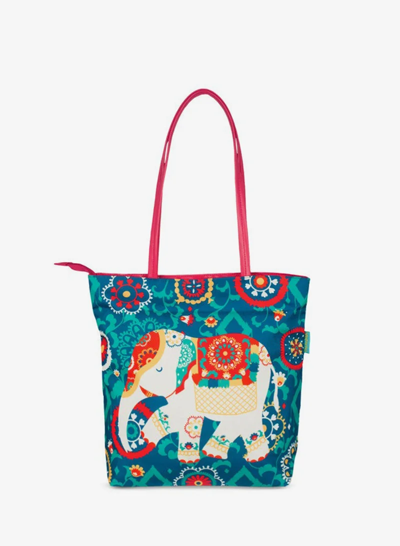 Teal By Chumbak Regal Elephant Tote Bag - Teal
