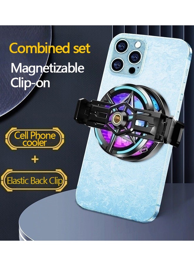 Generic Magnetic Phone Cooling Fan with RGB Lighting Back Clip Dual Purpose Mobile Phone Cooling Fan TEC Rapid Cooling Phone Cooler Low Noise for Gaming Mobile Phone Radiator Mobile Cooler Semiconductor  - Image 2