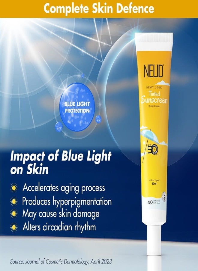 NEUD XPOSE YOURSELF NEUD Tinted Sunscreen with SPF 50++++ Waterproof, For Uva/B Sun Protection, Tan Removal, Pigmentation, No White Cast, Lightweight & Quick Drying, For Men & Women - 50ml - Image 3