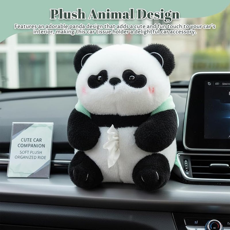 حامل علبة المناديل وسلة المهملات للسيارة من باندا فلافي 2 في 1 غطاء حيوان لطيف لتزيين داخل السيارة - Image 5