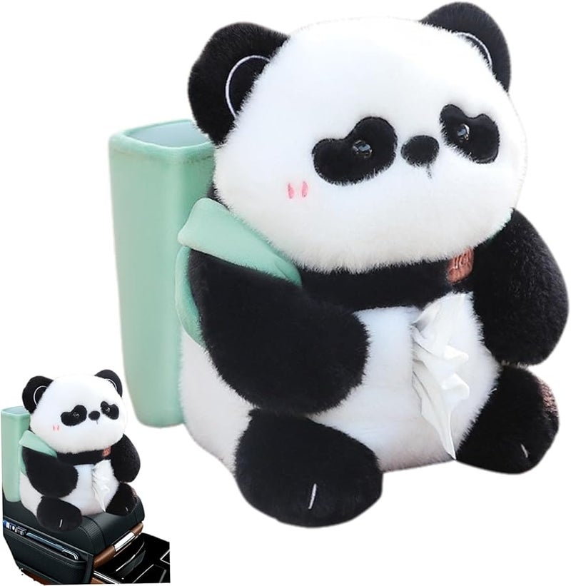 حامل علبة المناديل وسلة المهملات للسيارة من باندا فلافي 2 في 1 غطاء حيوان لطيف لتزيين داخل السيارة - Image 1