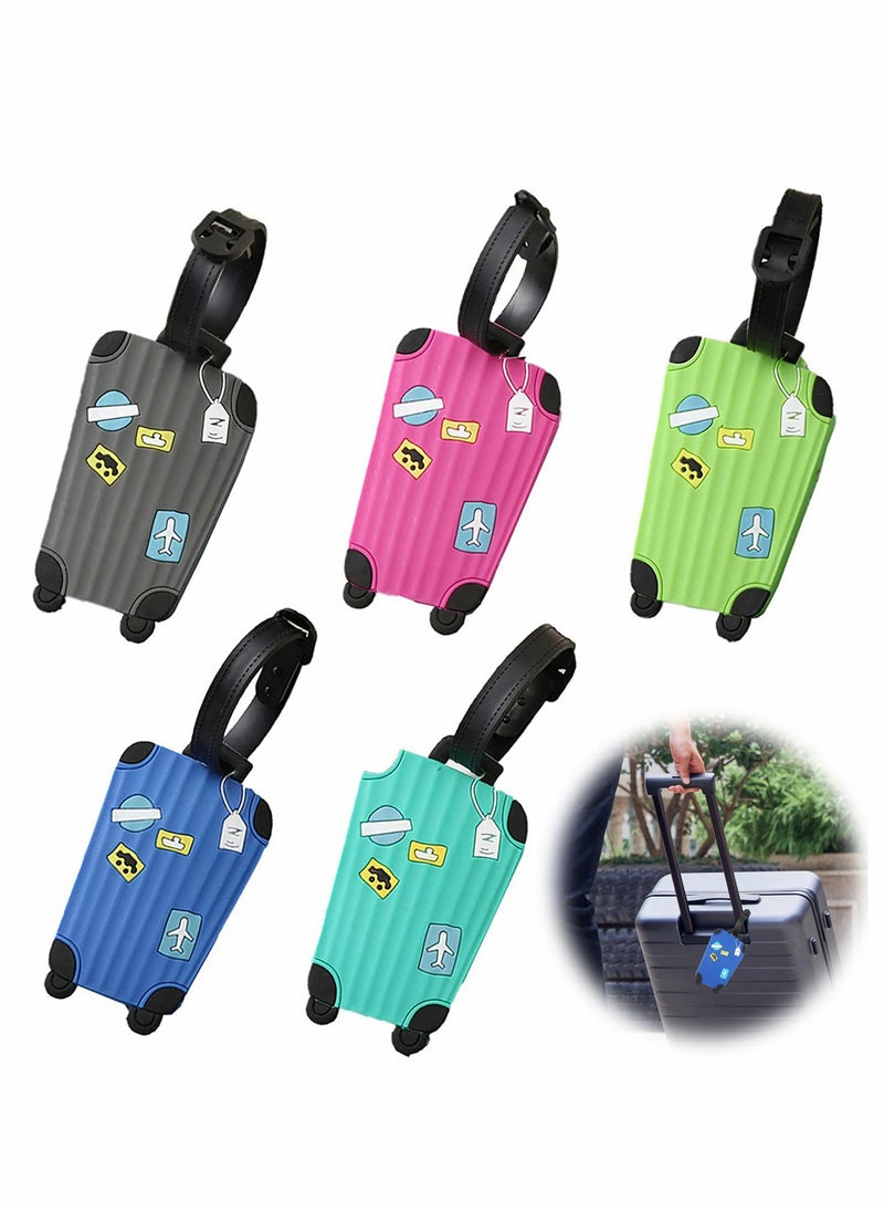 Generic 5 Pack Luggage Tags Flexible PVC ID Labels, Colorful Secure Travel Suitcase Bag Baggage Tag Labels for Cabin Bags Carry On Luggage and Suitcases  - Image 1