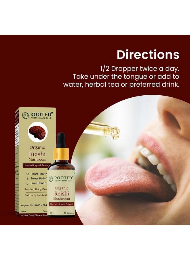 Rooted Actives Organic Reishi Mushroom Liquid Extract (30 ML, 30 Servings) - Image 5