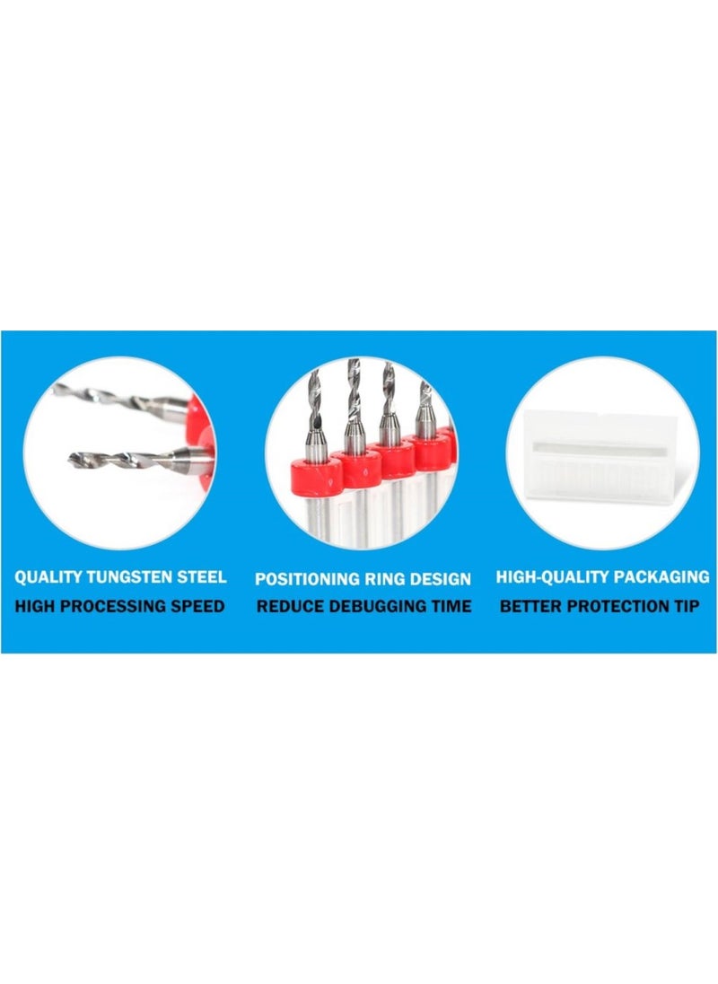Profisher Profi̇sher Pcb Micro Carbide Cnc Drill Bit Set of 10 1.85 mm Tungsten 18 Shank  - Image 3