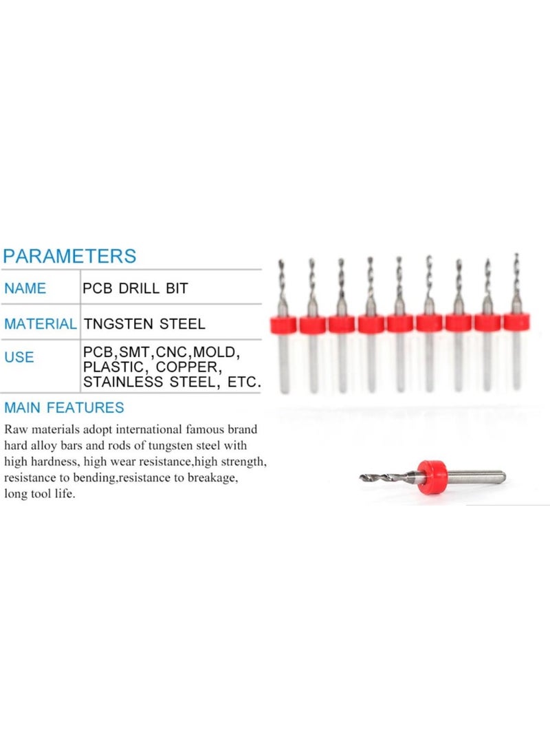 Profisher Profi̇sher Pcb Micro Carbide Cnc Drill Bit Set of 10 1.85 mm Tungsten 18 Shank  - Image 2
