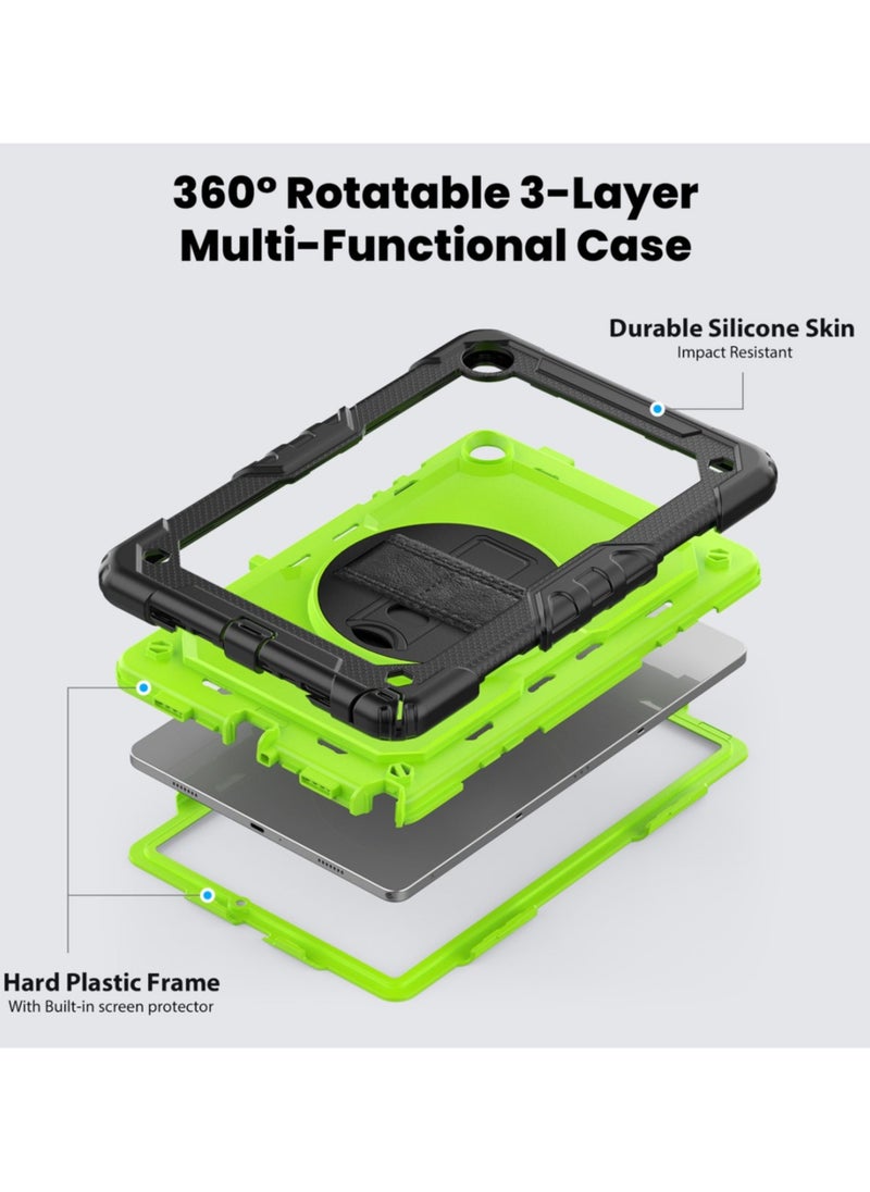 Abania - For Samsung Galaxy Tab A9 Plus Case,Shockproof Samsung Tab A9 Plus Cover with Rotating Hand Strap Stand for Samsung Galaxy Tab A9 Plus,Green - Image 1