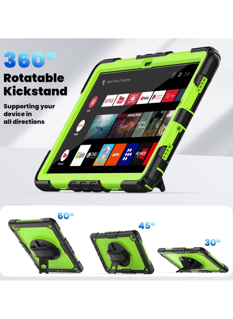 Abania - For Samsung Galaxy Tab A9 Plus Case,Shockproof Samsung Tab A9 Plus Cover with Rotating Hand Strap Stand for Samsung Galaxy Tab A9 Plus,Green - Image 1