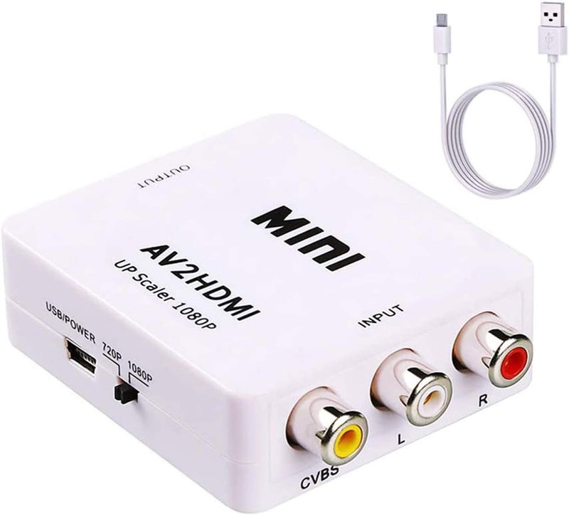 ABLEWE RCA to HDMI Converter, 1080P AV to HDMI RCA Composite CVBS Video Audio Converter Adapter Supporting PAL/NTSC for Xbox/PS2/Wii/SNES/N64/VHS/VCR/DVD - Image 1