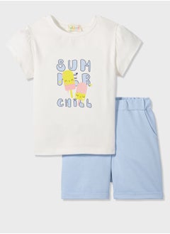 Kids Graphic Print Top & Shorts Set