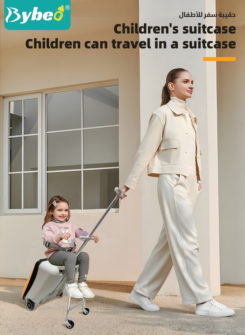 Bybeo Kids Ride-on Luggage, 20" Expandable Carry-on Rolling Suitcase with Child Guardrail, Kids Trolley Case with Handle, Sit Down Trolley Suitcase for Toddlers With 360-Degree Swivel Wheels, Perfect for Family Vacations, School & Airports - Image 2