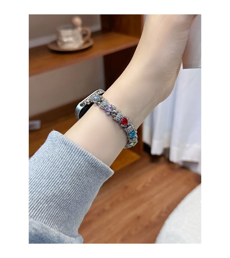 Elegant Style Metal Heart Diamond Accents High End Feel Silvery 18mm - Image 5