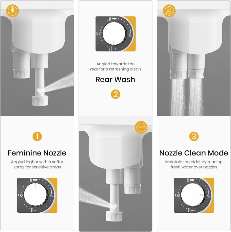 ANEES Bidet Attachment for Toilet, Self Cleaning Bidet Attachment with Adjustable Cold Water Pressure, Front and Rear Wash for Women and Men, Premium Bathroom Accessory by anees - Image 3