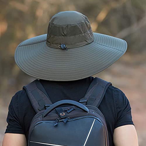 Leotruny Super Wide Brim Bucket Hat UPF50+ Waterproof Sun Hat for Fishing Hiking Camping (C04-Army Green) - Image 3