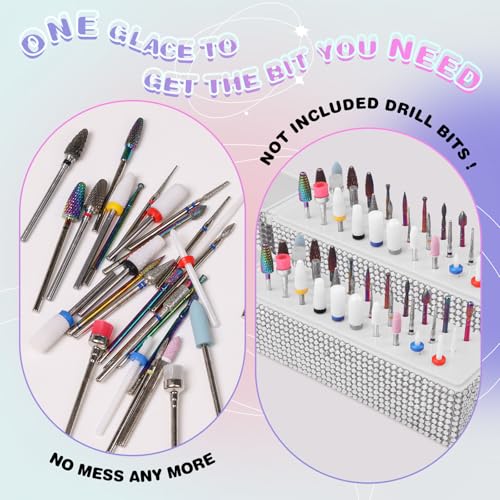 Depvko Nail Drill Bits Holder Box: 30 Holes Rhinestone Drill bit Holder Nail tech for Nail Drill bits Storage Dustproof Stand Displayer Organizer Case for Manicure Tools(Drill bits not Included) (Silver) - Image 2
