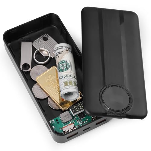 BARGIFTS Fake Charger Diversion Safe with Large Hidden Compartment, Fake Power Bank Secret Storage Box, Secret Hidden Storage Keeps for Money, Keys, and Valuables- Black - Image 1