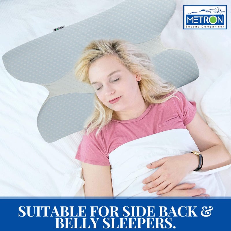 Metron Cervical Memory Foam Pillow | Contour Pillows for Neck and Shoulder Pain | Ergonomic Orthopedic Sleeping Neck Contoured Support Pillow for Side Sleepers Back and Stomach Sleepers | Washable Cover - Image 4