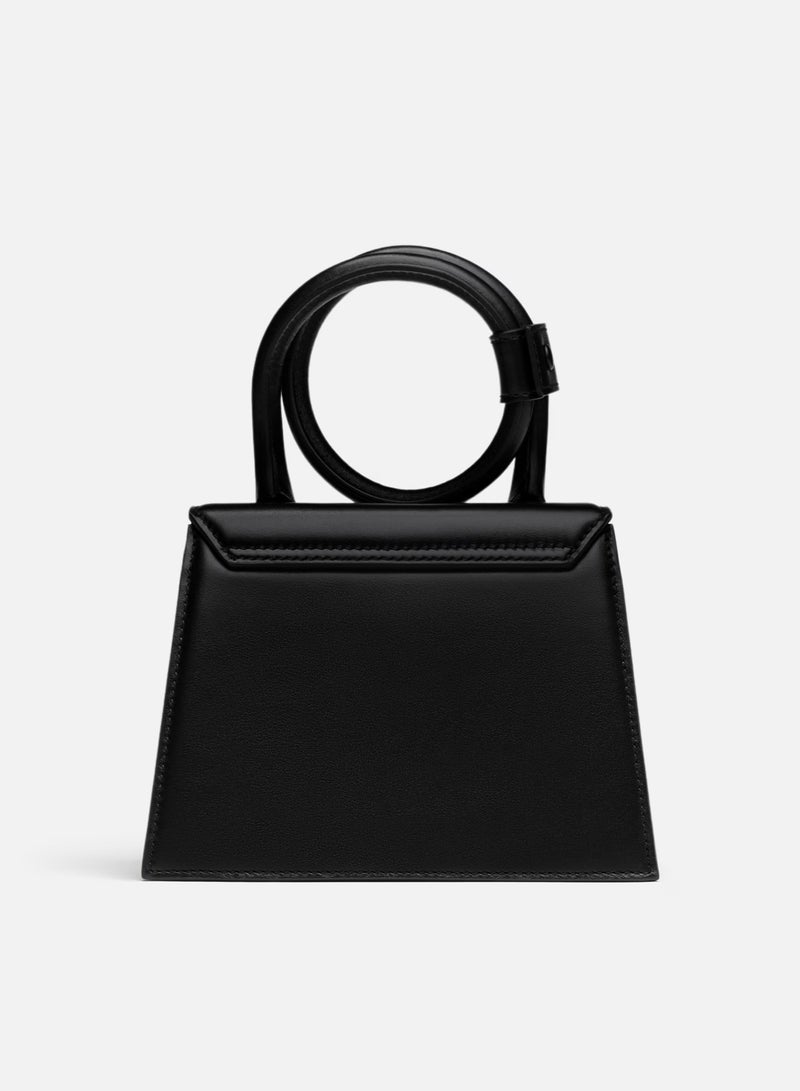 JACQUEMUS The knot Chiquito Coiled Leather Handbag With Detachable Shoulder Strap, Women's Cross-Body Bag, Women's Hand Bag, Women's Shoulder Bag, Women's Tote Bag, Women's Travel Bag, Black-18cm - Image 4