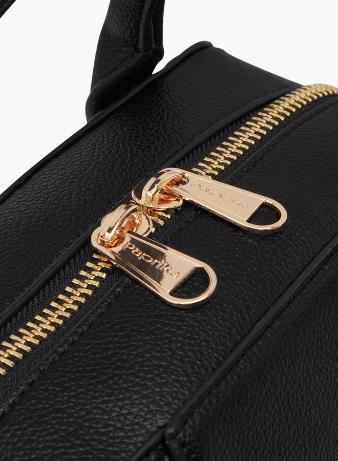Paprika Women's Monogram Embossed Tote Bag with Double Handles and Detachable Strap  - Image 5