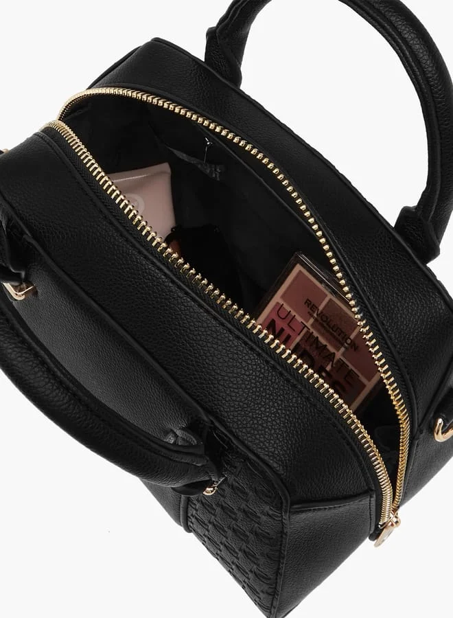 Paprika Women's Monogram Embossed Tote Bag with Double Handles and Detachable Strap
