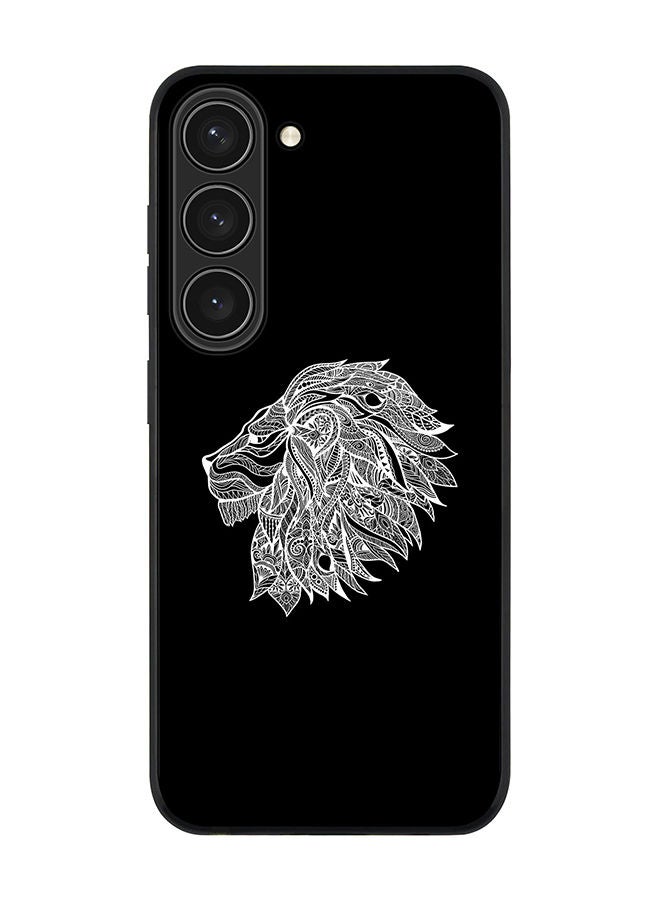 Stylizedd Rugged Black edge case for Samsung Galaxy S23 5G Slim fit Soft Case Flexible Rubber Edges Anti Drop TPU Gel Thin Cover - Lion Abstract - Image 1