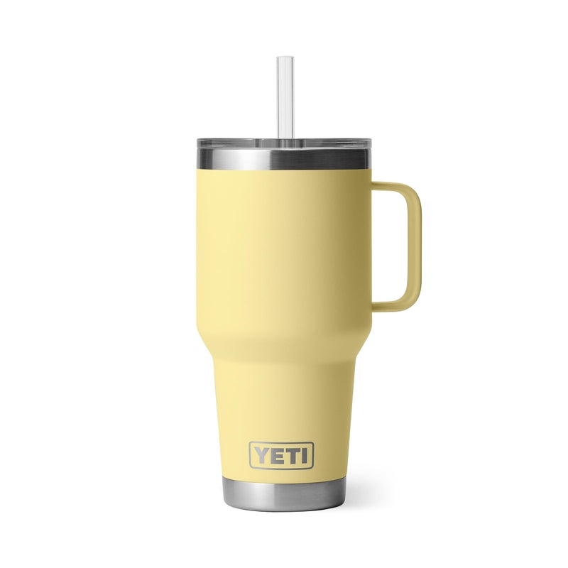 YETI Rambler 35 oz Tumbler with Handle and Straw Lid, Travel Mug Water Tumbler, Vacuum Insulated Cup with Handle, Stainless Steel, Daybreak Yellow - Image 1