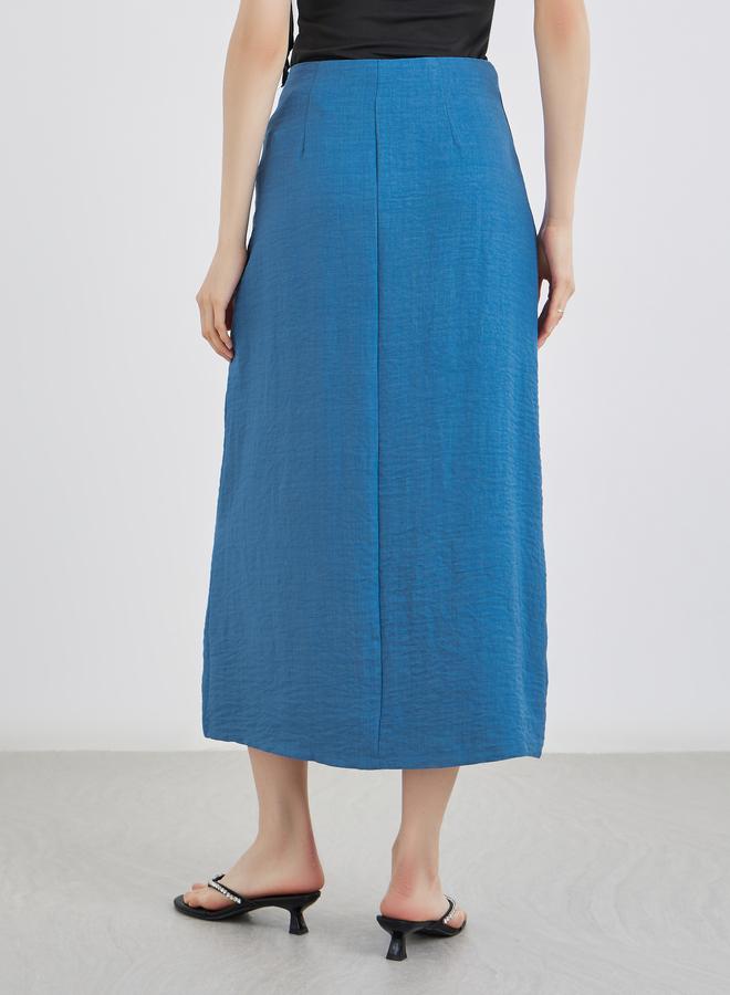 Take Two Blue Solid A-Line Midi Skirts - Image 4