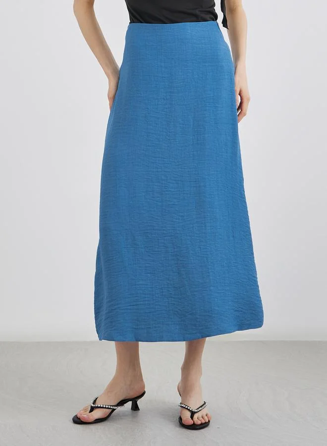 تايك تو Take Two Blue Solid A-Line Midi Skirts
