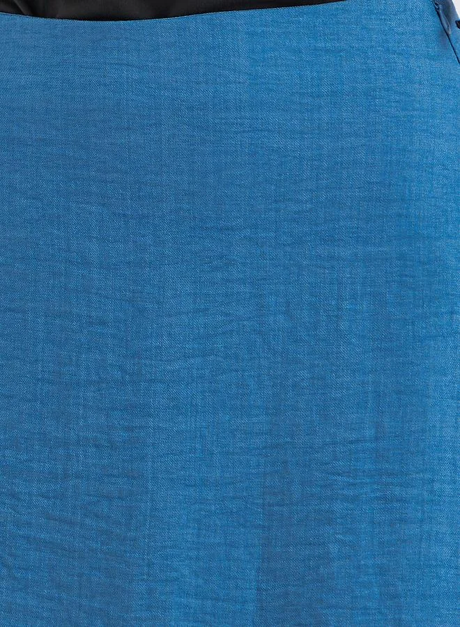 Take Two Take Two Blue Solid A-Line Midi Skirts