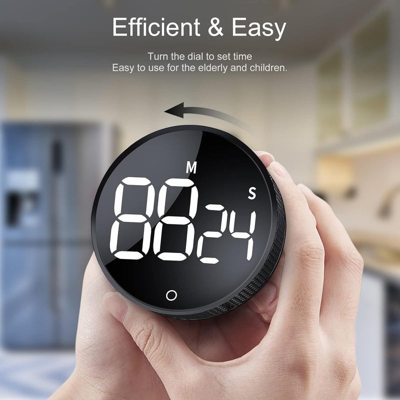 AVINIA Digital Kitchen Timers, Visual timers Large LED Display Magnetic Countdown Countup Timer for Classroom Cooking Fitness Baking Studying Teaching, Easy for Kids and Seniors Black - Image 3