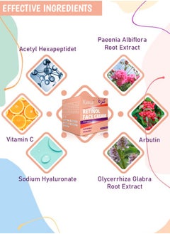 Kanza Retinol Skin Moisturizing Whitening Cream Anti-Wrinkle Anti-Aging Brightening and Lightening Pores Repair Lighten Sensitive Area Dark Spots Hyaluronic Acid Active Retinol Added 30ml  - Image 3