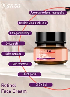 Kanza Retinol Skin Moisturizing Whitening Cream Anti-Wrinkle Anti-Aging Brightening and Lightening Pores Repair Lighten Sensitive Area Dark Spots Hyaluronic Acid Active Retinol Added 30ml  - Image 2