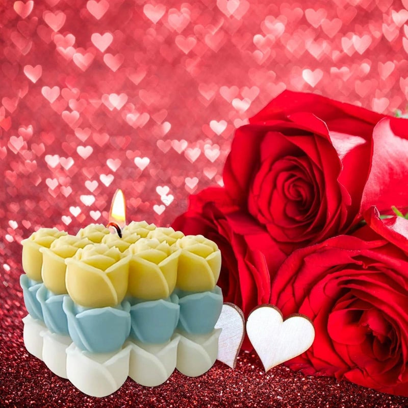SOFTCREATO 3D Rose Flower Cube Candle Mold I 3D Fondant Bubble Rubik Cube Silicone Wax Epoxy Mould I Square Succulent Molds for DIY Handmade Chocolate, Cake Décor, Aromatherapy, Soap Resin Art Craft Home Decoration (Rose Rubik) - Image 2