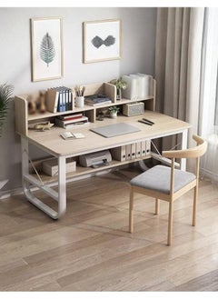 AIWANTO Desk with Storage PC Multifunctional Home Office Modern Laptop Sturdy Shelves Simple Stylish Workstation Study Table Wood 140x102x60cm  - Image 1