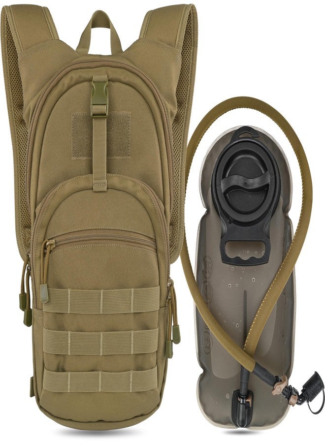 MARCHWAY Tactical Molle Hydration Pack with 2.5L TPU Water Bladder, Military Backpack for Hiking, Cycling, Backpacking, Running (Tan) - Image 1