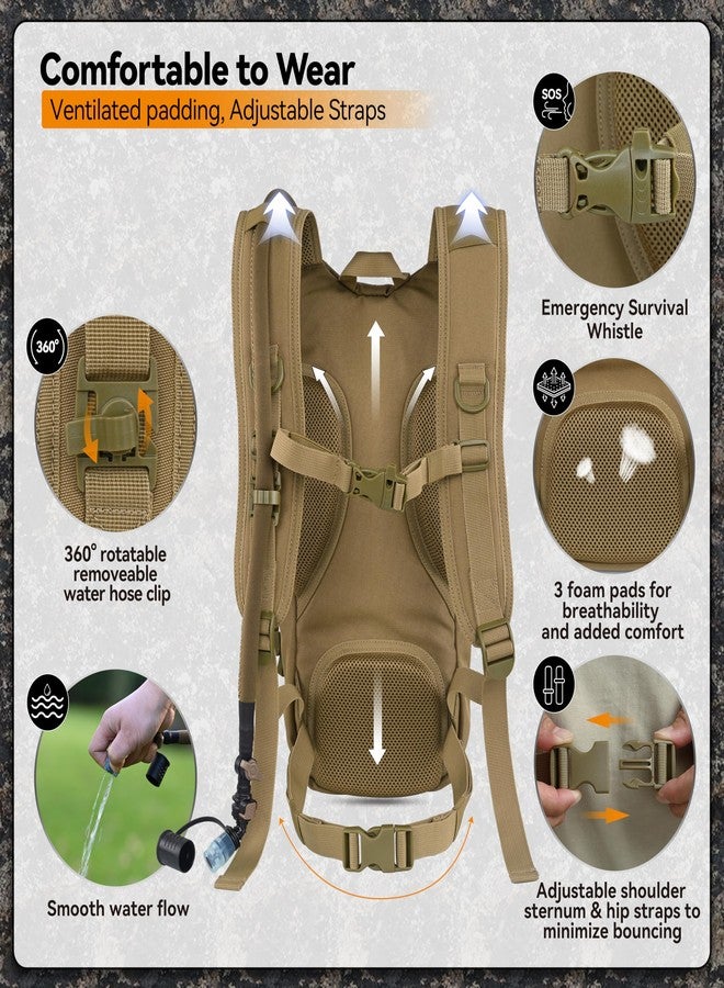 MARCHWAY Tactical Molle Hydration Pack with 2.5L TPU Water Bladder, Military Backpack for Hiking, Cycling, Backpacking, Running (Tan) - Image 4