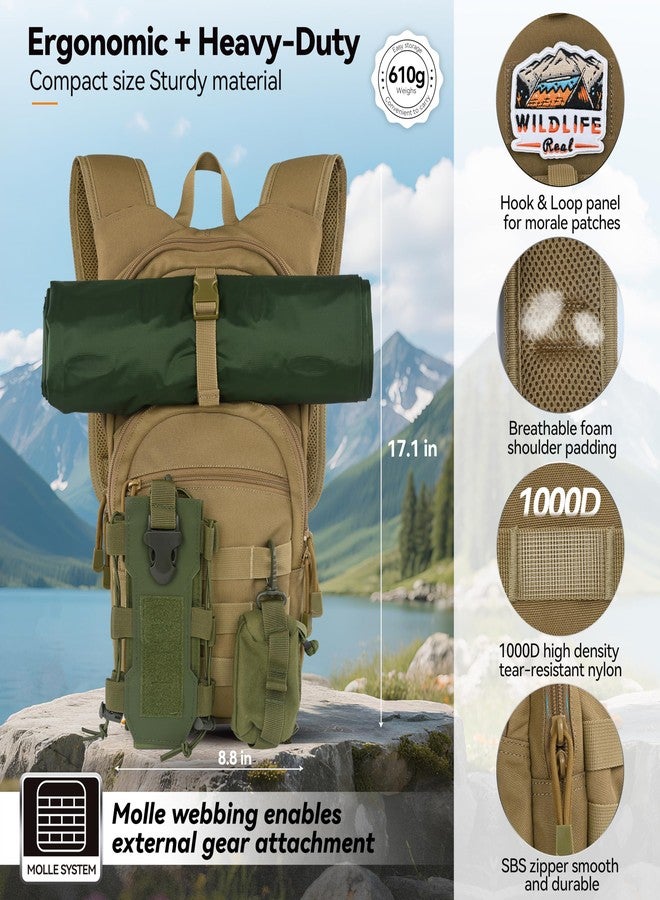 MARCHWAY Tactical Molle Hydration Pack with 2.5L TPU Water Bladder, Military Backpack for Hiking, Cycling, Backpacking, Running (Tan) - Image 2
