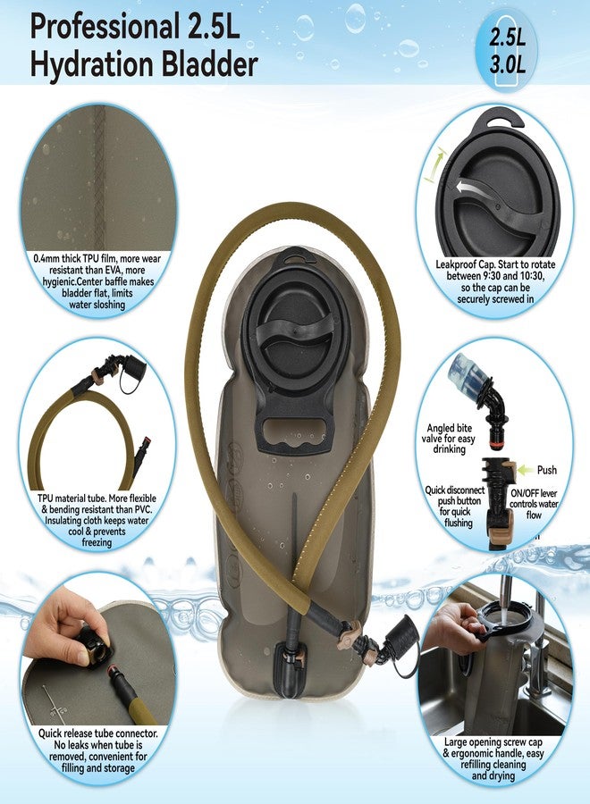 MARCHWAY Tactical Molle Hydration Pack with 2.5L TPU Water Bladder, Military Backpack for Hiking, Cycling, Backpacking, Running (Tan) - Image 5