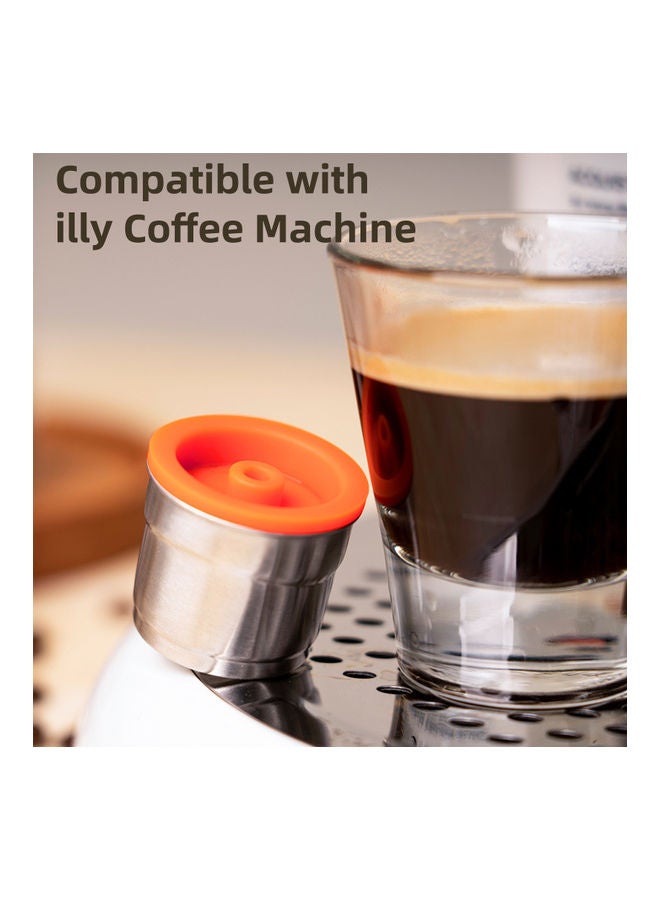 Stainless Steel Refillable Coffee Cup Filter Silver/Orange - Image 4