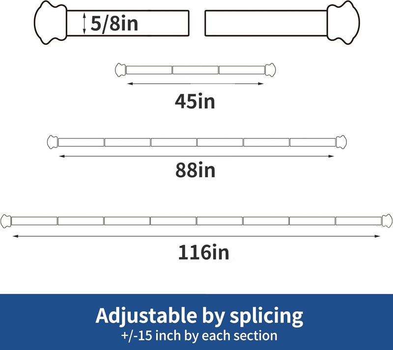 Alskarhem Curtain Rods 2 Pack 5/8 inch Black Curtain Rods for Windows 30 to 45 Inch with Brackets Easy to Install for Bedroom Living room Kitchenï¼ˆ30", 45"ï¼‰ - Image 2