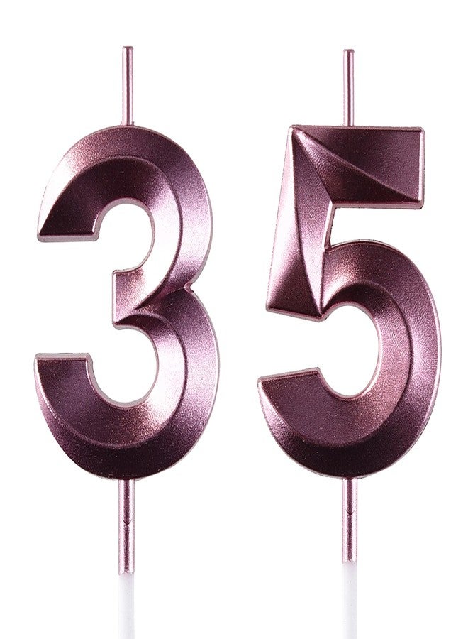شمعة عيد ميلاد AOOLADA رقم 35 و53، شموع كعكة عيد الميلاد 35 و53، شموع عيد ميلاد رقم 35 و53 لتزيين الكيك، بنفسجي - Image 1
