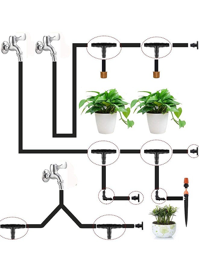 MVAQKLM مجموعة وصلات ري مسننة، 280 قطعة، وصلات ري بالتنقيط، وصلات مسننة 0.25 بوصة، مجموعة وصلات أنابيب لأصيص الزهور والحديقة (وصلات مستقيمة، وصلات مفردة، وصلات ثلاثية، وصلات مرفقية، سدادة طرفية، وصلة رباعية الاتجاهات) - Image 5