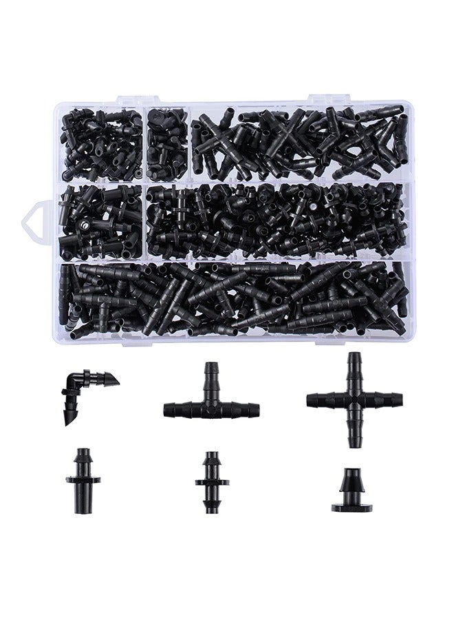 MVAQKLM مجموعة وصلات ري مسننة، 280 قطعة، وصلات ري بالتنقيط، وصلات مسننة 0.25 بوصة، مجموعة وصلات أنابيب لأصيص الزهور والحديقة (وصلات مستقيمة، وصلات مفردة، وصلات ثلاثية، وصلات مرفقية، سدادة طرفية، وصلة رباعية الاتجاهات) - Image 1