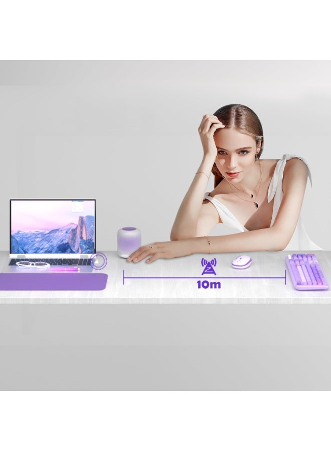 Wireless Keyboard & Mouse Set – Full-Size Retro Round Keys – Cute & Easy-to-Use for Daily Typing on PC/Mac/Laptop - Image 2