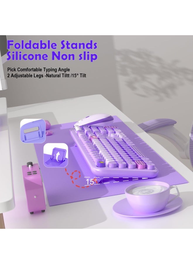 Wireless Keyboard & Mouse Set – Full-Size Retro Round Keys – Cute & Easy-to-Use for Daily Typing on PC/Mac/Laptop - Image 3