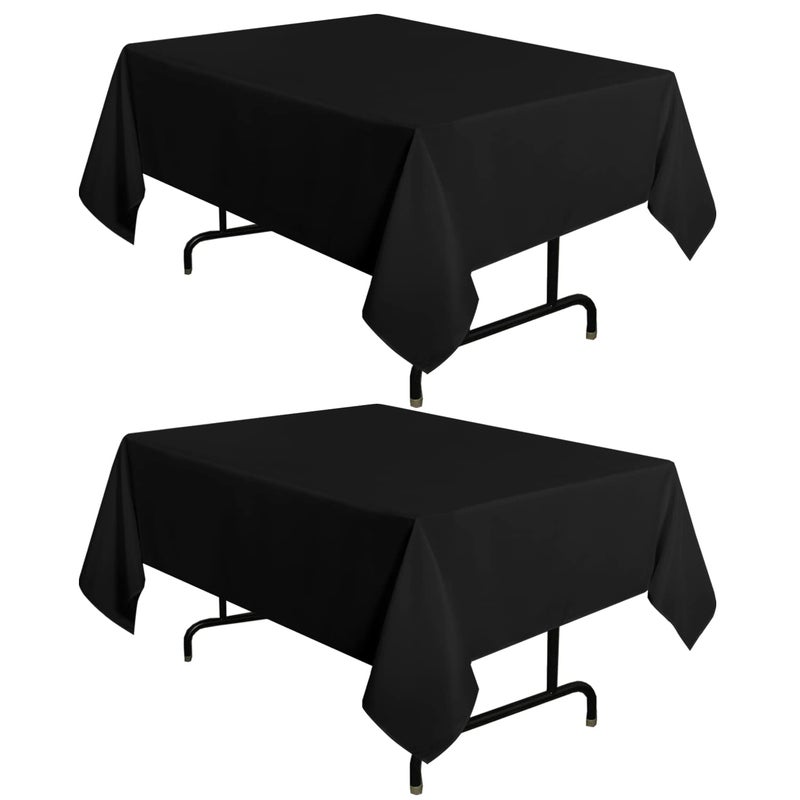 sancua 2 Pack Black Tablecloth 54 x 54 Inch Stain and Wrinkle Resistant Square Table Cloth  Washable Polyester Table Cover for Dining Tables Buffet Parties and Camping