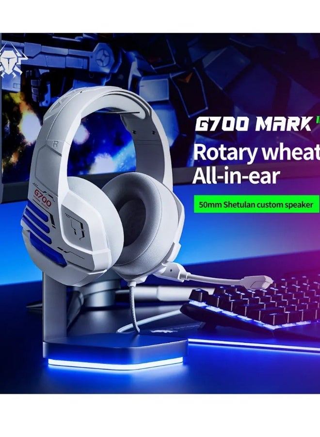 بليكستون سماعة رأس بلاستون G700 للألعاب السلكية مع منفذ AUX بحجم 3.5 مم، ومايكروفون مُقلِّل للضوضاء، وصوت عالي الوضوح. متوافقة مع الحاسوب، بلايستيشن 5، بلايستيشن 4، الآيباد، والأجهزة المحمولة. موصل رمادي مُلَوَّح بمسامير. - Image 2