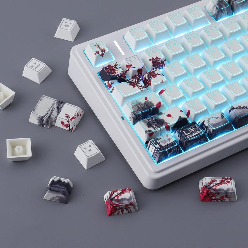 Hyekit مفاتيح Hyekit من PBT - مفاتيح شفافة، صباغة حرارية وطباعة مزدوجة، 142 مفتاحًا بتصميم Cherry مع إضاءة خلفية للوحات المفاتيح الميكانيكية المغناطيسية 60 و65 و75 و100 بالمئة (زهر البرقوق) - Image 2