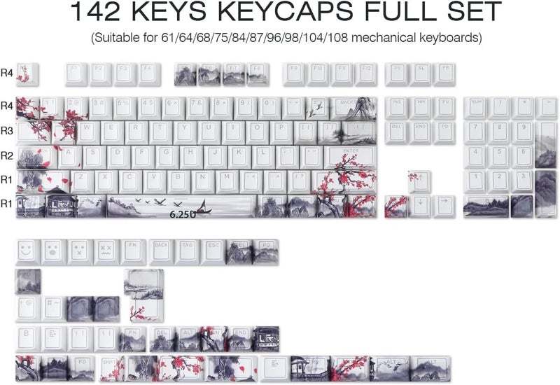 Hyekit مفاتيح Hyekit من PBT - مفاتيح شفافة، صباغة حرارية وطباعة مزدوجة، 142 مفتاحًا بتصميم Cherry مع إضاءة خلفية للوحات المفاتيح الميكانيكية المغناطيسية 60 و65 و75 و100 بالمئة (زهر البرقوق) - Image 4